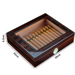 Caixa Umidora de Charutos Com Higrômetro Externo Tampa em Vidro Zebra Walnut - 2