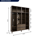 Ver imagem 4 de Guarda-Roupa Solteiro com Espelho 8 Portas 2 Gavetas Rio Branco 