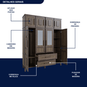 Ver imagem 6 de Guarda-Roupa Solteiro com Espelho 8 Portas 2 Gavetas Rio Branco 
