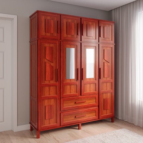 Guarda-Roupa Solteiro com Espelho 8 Portas 2 Gavetas Rio Branco 