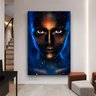 Quadro Decorativo Pretty Woman With Black Face Blue Background - 200x100 cm - 5