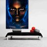 Quadro Decorativo Pretty Woman With Black Face Blue Background - 200x100 cm - 3