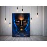 Quadro Decorativo Pretty Woman With Black Face Blue Background - 200x100 cm - 1