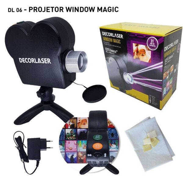 Projetor Laser 12W Window Magic 12 Vídeos Bivolt Estrutura Preta com Controle - Decorlaser Dl06 - 3