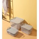 Ver imagem 3 de CAIXA ORGANIZADORA CESTO DE PLÁSTICO EMPILHÁVEL COM TAMPA:Branco/Cinza