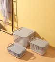 Ver imagem 3 de CAIXA ORGANIZADORA CESTO DE PLÁSTICO EMPILHÁVEL COM TAMPA:Branco/Cinza