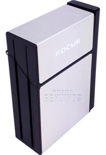 Cigarreira Focus Portátil Com Isqueiro Elétrico USB Recarregável - Prata - 3