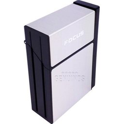 Cigarreira Focus Portátil Com Isqueiro Elétrico USB Recarregável - Prata - 3