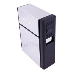 Cigarreira Focus Portátil Com Isqueiro Elétrico USB Recarregável - Prata - 1