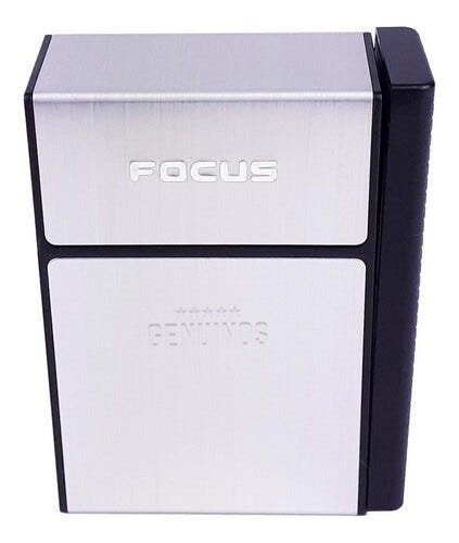 Cigarreira Focus Portátil Com Isqueiro Elétrico USB Recarregável - Prata - 5