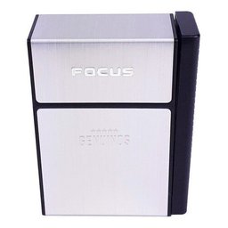 Cigarreira Focus Portátil Com Isqueiro Elétrico USB Recarregável - Prata - 5