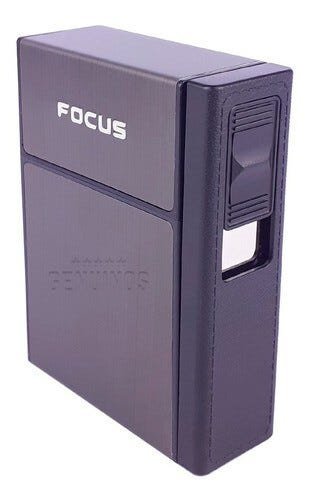 Cigarreira Focus Portátil Com Isqueiro Elétrico USB Recarregável - Chumbo - 5