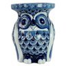 Mini Garden Seat Cerâmica Coruja Azul e Branco - 1