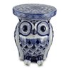 Mini Garden Seat Cerâmica Coruja Azul e Branco - 2