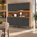 Ver imagem 6 de Cozinha Compacta 100% MDF 8 Portas 2 Gavetas Carbenet Prime Amendoa / Chumbo Ronipa