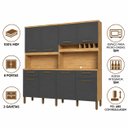 Ver imagem 4 de Cozinha Compacta 100% MDF 8 Portas 2 Gavetas Carbenet Prime Amendoa / Chumbo Ronipa