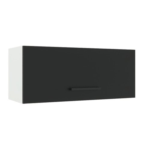 Armário Aéreo Madesa Agata 80 cm 1 Porta Basculante Branco/Preto Cor:Branco/Preto