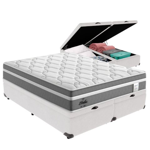 Cama Box Baú Queen e Colchão Molas Ensacadas Berlim Probel