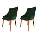 Ver imagem 2 de Kit 2 Cadeiras de Jantar Estofada Elisa Anatômica Veludo Verde Base Madeira Maciça Mel