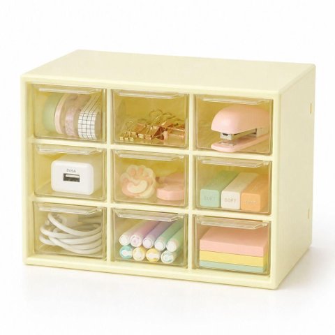 Caixa Organizadora 9 Gavetas Mesa Bancada Mini Gaveteiro Multiuso Plastico Transparente Porta Maquia