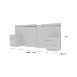 Conjunto Cama Casal e Cabeceira Extensível 2 Mesas de Apoio Móveis - 4 Conjunto Cama Casal e Cabeceira Extensível 2 Mesas de Apoio Móveis - 4