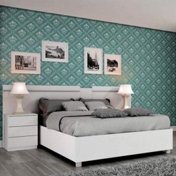 Conjunto Cama Casal e Cabeceira Extensível 2 Mesas de Apoio Móveis - 1 Conjunto Cama Casal e Cabeceira Extensível 2 Mesas de Apoio Móveis - 1