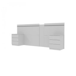 Conjunto Cama Casal e Cabeceira Extensível 2 Mesas de Apoio Móveis - 2 Conjunto Cama Casal e Cabeceira Extensível 2 Mesas de Apoio Móveis - 2