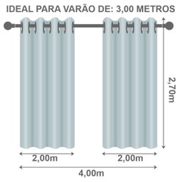 Cortina Dual Forro Microfibra com Voil Liso 4,0 X 2,7 Cinza - 6