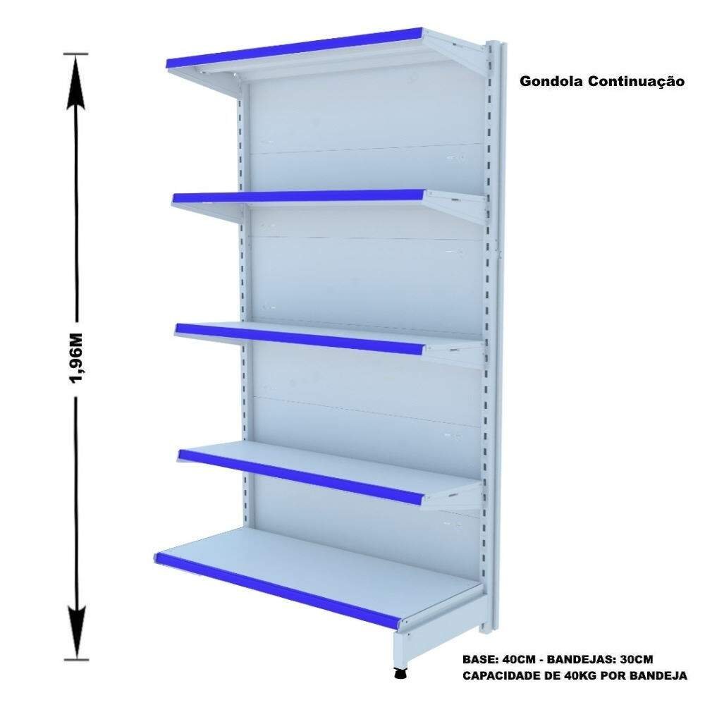 Gondola Parede 196 Amapa Flex Kit 2 Metros Branco PE Az - Amapá - 2