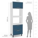 Ver imagem 2 de Paneleiro Torre Quente 70cm 2 Portas Basculantes 1 Gaveta Amara Branco Azul Politorno Móveis