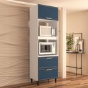 Ver imagem 1 de Paneleiro Torre Quente 70cm 2 Portas Basculantes 1 Gaveta Amara Branco Azul Politorno Móveis