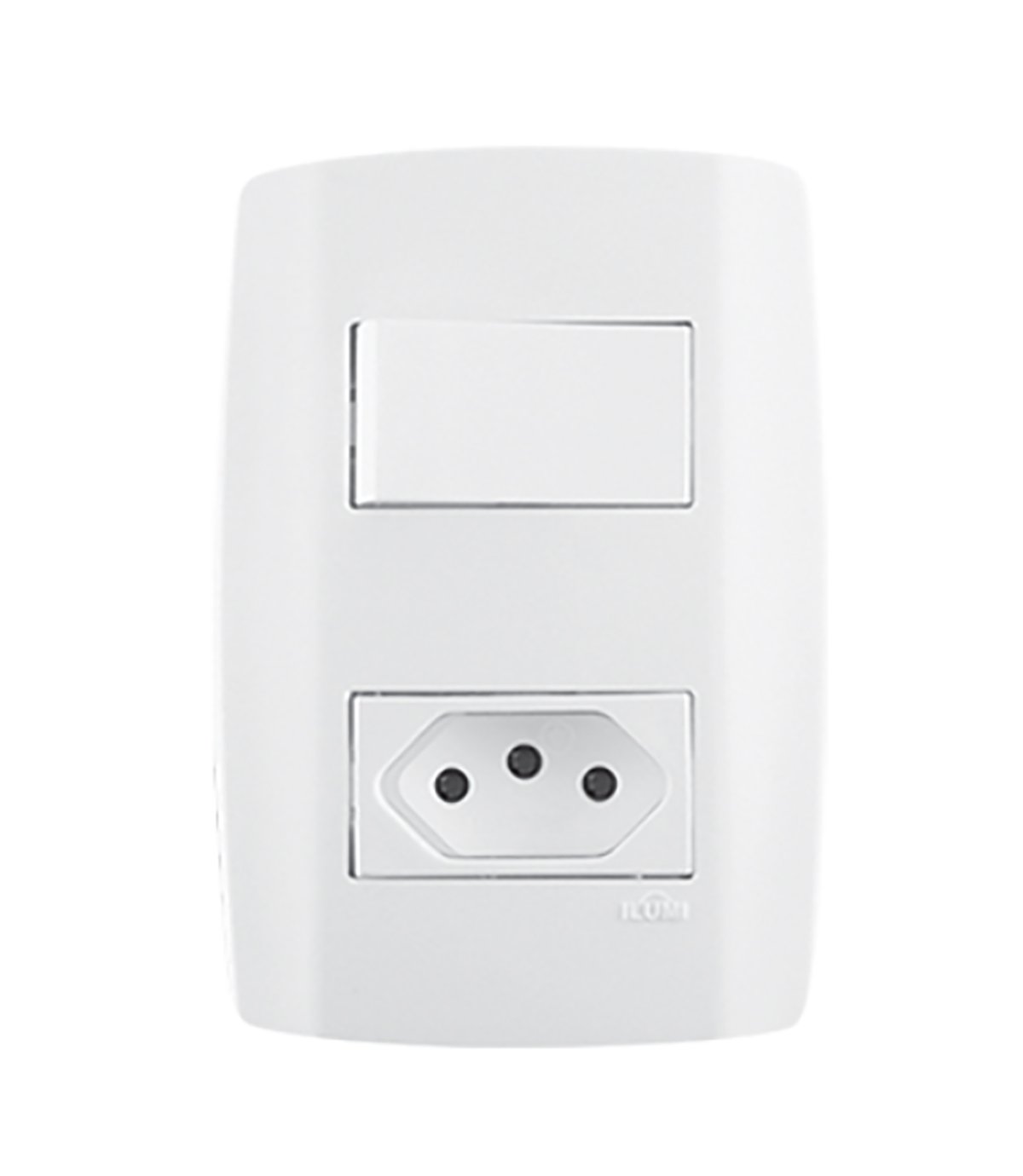 KIT 5 CONJUNTO 1 INTERRUPTOR SIMPLES 10A + TOMADA 10A 250V BRANCO ILUMI - 1
