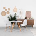 Ver imagem 1 de Conjunto Mesa Square Redonda 88cm com 2 Cadeiras Eiffel - Branco