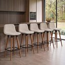 Ver imagem 2 de Kit 5 Banquetas Linea Baixa Luxo Aço Preta Assento Linho para Cozinha Gourmet Design - Preta/Palha