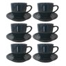 6un de Jogo Xicara Café Chá Porcelana Preta 170ml Com Pires - 1
