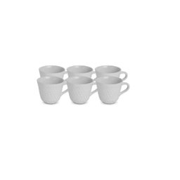 CONJUNTO 6 XÍCARA PARA CAFÉ BRANCA RELEVO SEM PIRES 65ml - 2