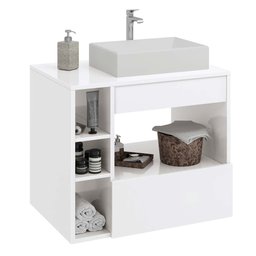 Gabinete Armário de Banheiro Paris com Cuba - Branco - 1