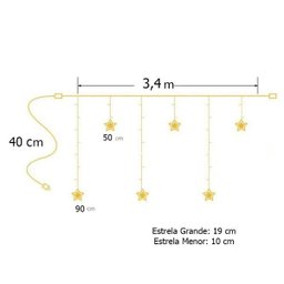 Cascata Estrela Pisca Pisca 138 LEDs Natal Decoraçao Natalina 8 Funçoes Iluminaçao Branco Quente - 7