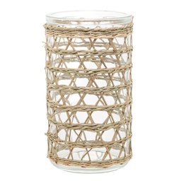 Vaso de Vidro e Fibra Natural 8,5x15,5cm - 3