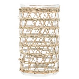 Vaso de Vidro e Fibra Natural 8,5x15,5cm - 2