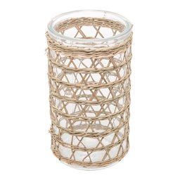 Vaso de Vidro e Fibra Natural 8,5x15,5cm - 1