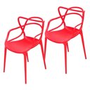 Ver imagem 1 de Kit 2 Cadeiras Allegra Design Cozinha Sala de Estar Jantar Empilhável - Vermelho