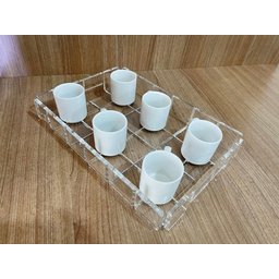 Bandeja Acrílico Transparente Bisotê 30 X 20 X 5 X 6 Mm Esp. - 6