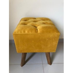 Puff Capitonê Quadrado - Mostarda