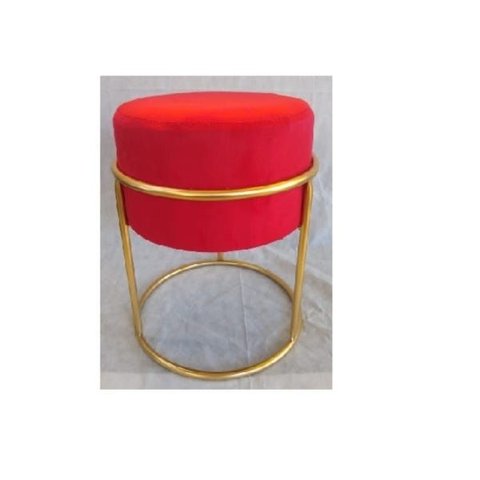 Puff Guima Argola Redondo - Vermelho Aberto / Base Dourada