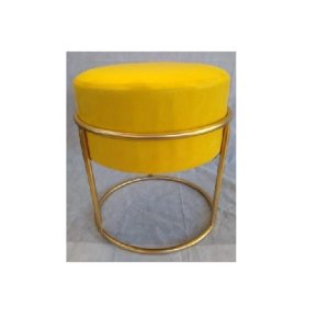Puff Guima Argola Redondo - Mostarda / Base Dourada