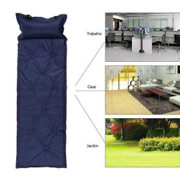 Colchão Inflavel Automatico Enche Sozinho Camping Dormir Azul - 5