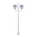 Ver imagem 1 de Poste Braço Curvo Luminária Romana Dupla Jardim Branco 300cm Ouro Minas L048OM