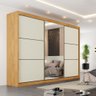 Guarda Roupa Bragança 3 Portas Espelhada 100% Mdf Peroba Off White - Móveis Europa - 1