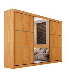 Guarda Roupa Bragança 3 Portas Espelhada 100% Mdf Peroba Off White - Móveis Europa - 4